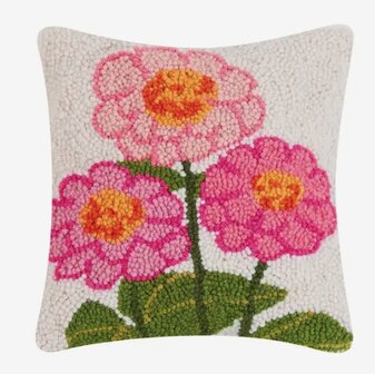 Handgeknoopt  kussen zinnia&#039;s 25x25