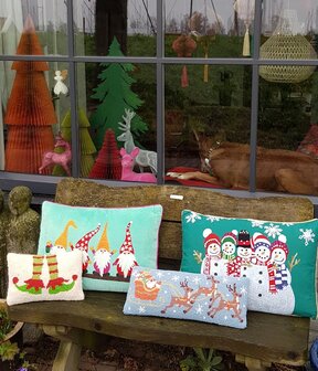 Sierkussen met kabouters - turquoise 40x60