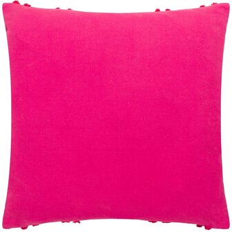 Archie getuft kussen kobalt roze rood achterkant