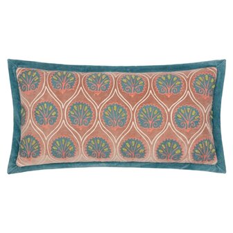Casa Cushion Rose Frans blauw voorkant