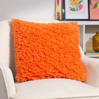 Fluff Ball kussen van imitatiebont Orange Fever 