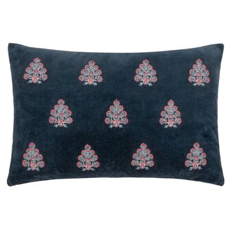 Rennes geborduurd kussen marineblauw voorkant