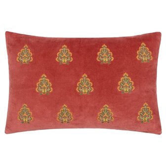 Rennes geborduurd kussen Regal Rose voorkant