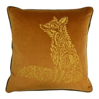 Forest Fauna Woodland Fox vierkant kussen roestgoud voorkant