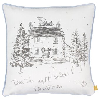 Midwinter Toile kerstkussen Snow voorkant