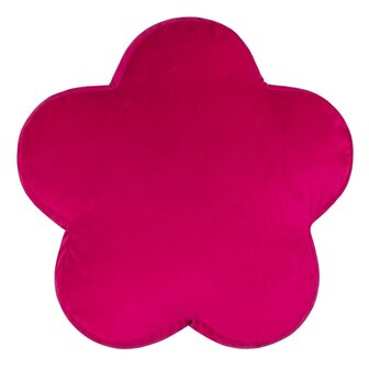 Omkeerbaar kussen met bloemenfluweel felroze voorkant
