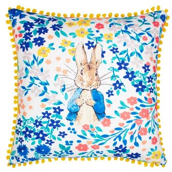 Florelli Peter Rabbit&trade; kussen van 100% katoen, kobalt voorkant