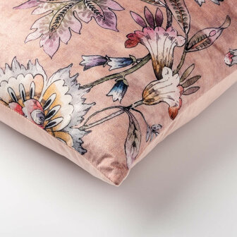 Flore &ndash; Sierkussen 45x45 cm &ndash; Bloemenprint &amp; Velvet 