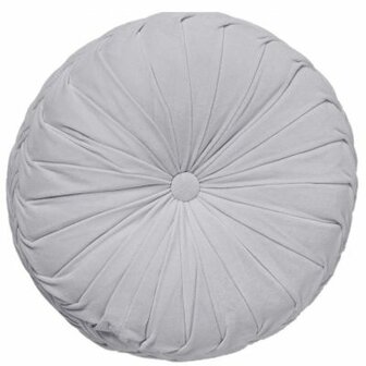 KAJA &ndash; Round cushion &Oslash;40 cm &ndash; Micro Chip &ndash; Light grey velvet 🌫️✨