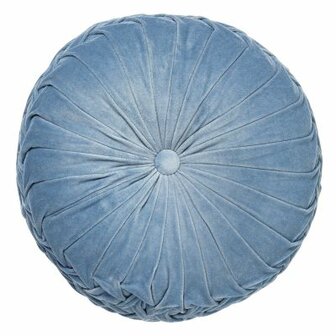 KAJA &ndash; Rond sierkussen &Oslash;40 cm &ndash; Provincial Blue &ndash; Lichtblauw velvet 🌊✨