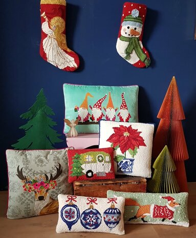 Sierkussen met kabouters - turquoise 40x60