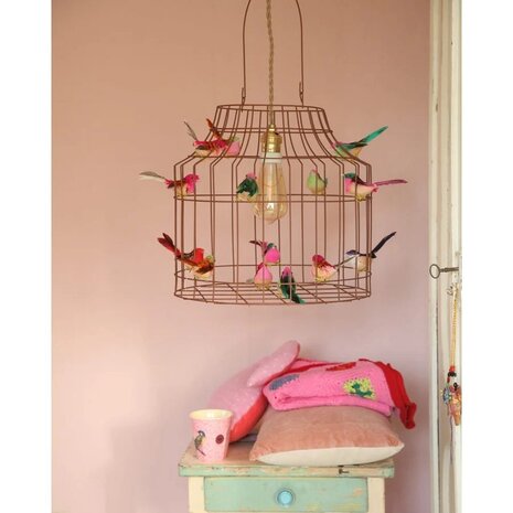  Hanging lamp with birds gold mixed large