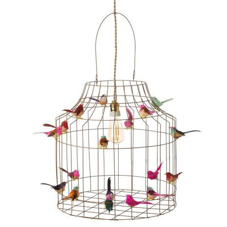  Hanging lamp with birds gold mixed large