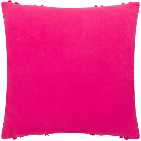 Archie getuft kussen kobalt roze rood achterkant