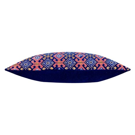 Laurel geborduurd fluwelen kussen roze blauw zijkant