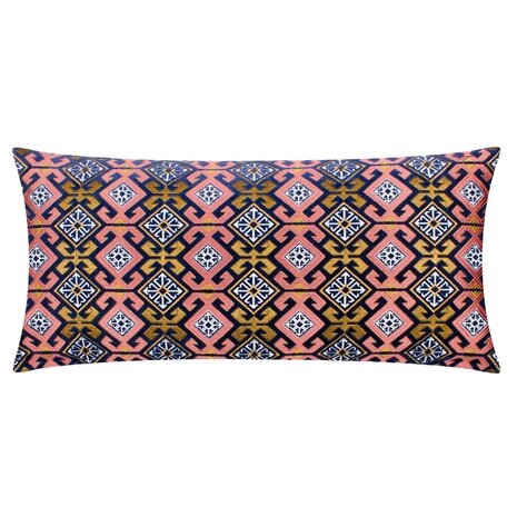 Laurel geborduurd fluwelen kussen roze blauw voorkant