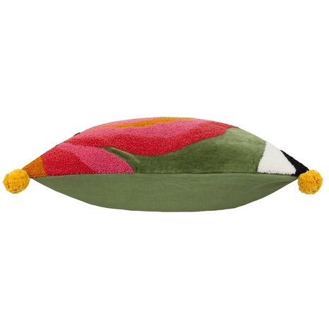 Poppy Cushion Kaki Roze  zijkant