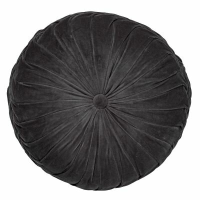 KAJA – Rond sierkussen Ø40 cm – Charcoal Gray – Speelse velvet look 🖤✨
