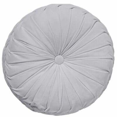 KAJA – Round cushion Ø40 cm – Micro Chip – Light grey velvet 🌫️✨