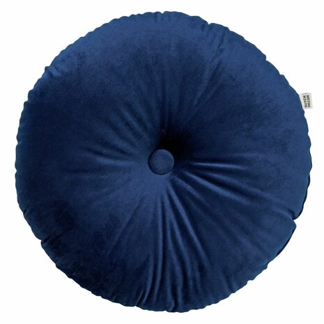Olly – Ø40 cm – Rond velvet sierkussen – Insignia Blue 💙