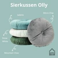 Olly – Ø40 cm – Rond velvet sierkussen – Jadeite 🌿