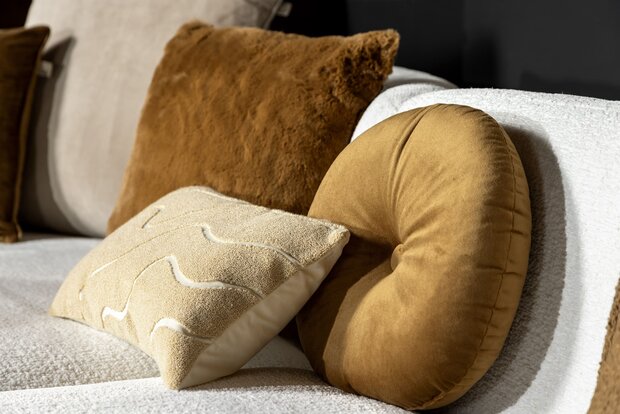 Olly – Ø40 cm – Rond velvet sierkussen – Tobacco Brown 🤎