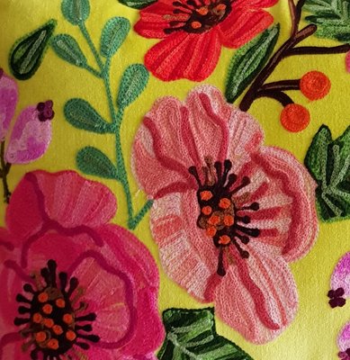 Bloemen velvet - geel 40x60
