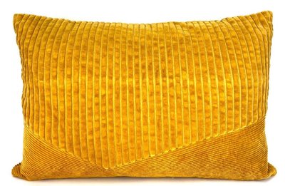Ribfluwelen kussen - oker 35x50