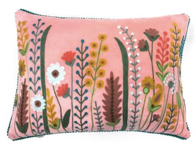 Sierkussen bloementuin velvet - roze 35x50