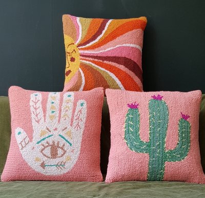 Handgeknoopt kussen met Hamsa hand - 40x40
