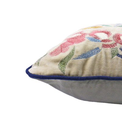 Velvet Kussen met bloemen Carly- ecru 50x50