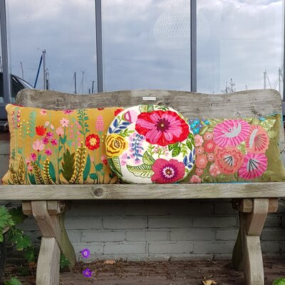 Sierkussen Bloementuin  fudge- velvet 40x60