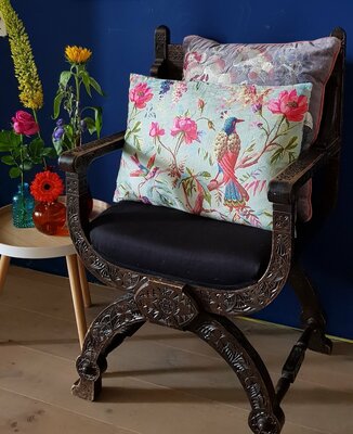 Velvet Kussen met bloemen Ammar- grijs 50x50