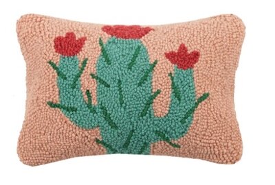 Handgeknoopt kussen met cactus 20x30