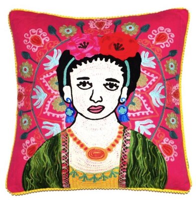 Tribal woman with flowers - hot pink 45x45