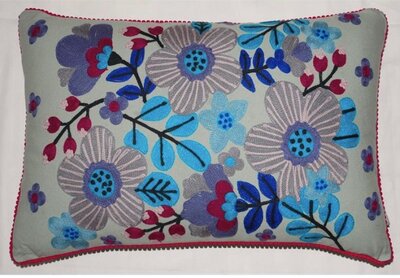 Sierkussen bloemen grijs - 40x60