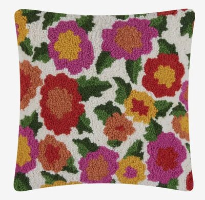Handgeknoopt sierkussen met bloemen -40x40