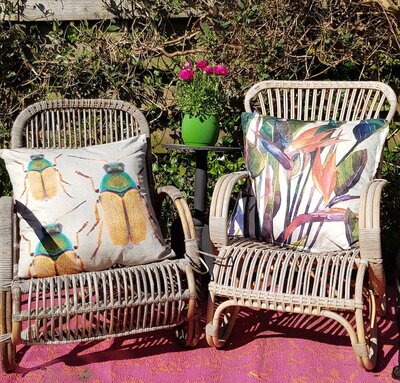 Outdoor kussen met bloemen - 58x58