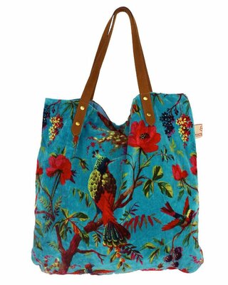 Paradise velvet shopper - Turquoise