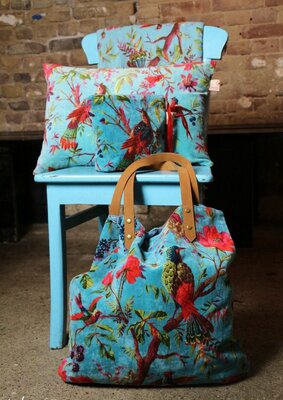 Paradise velvet shopper - Turquoise