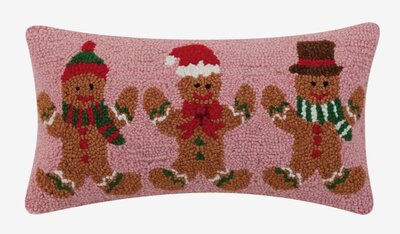 Handgeknoopt kussen met gembermannetjes - 25x50