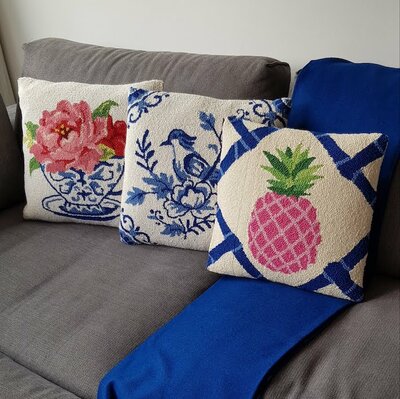 Handgeknoopt  kussen met ananas 40x40