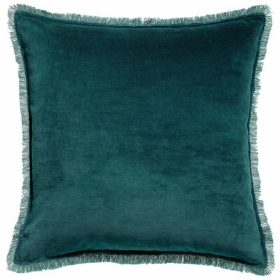 Peacock blauw velvet kussen met franjes 45x45