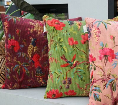 Sierkussen Paradise ribfluweel - Aubergine 50x50