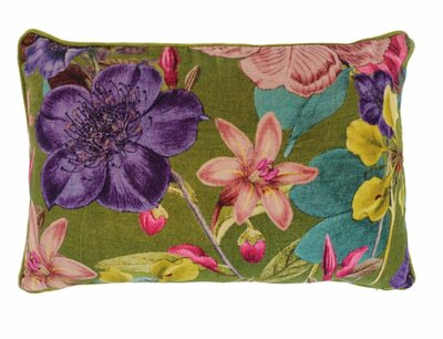 Velvet cushion with flowers Emma - 40x60