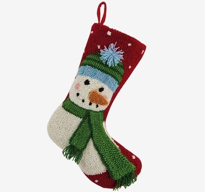 Handgeknoopte kerstsok met sneeuwpop