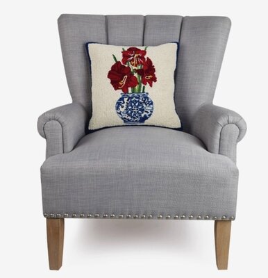 Handgeknoopt kussen Amaryllis in Vaas - 40x40