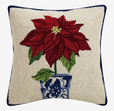 Handgeknoopt kussen met kerstster in pot - 40x40
