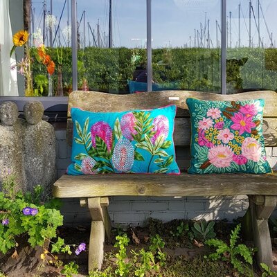 Petrol cushion with flowers - 40x60