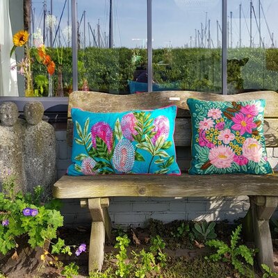 Sierkussen met bloemen - groen 45x45